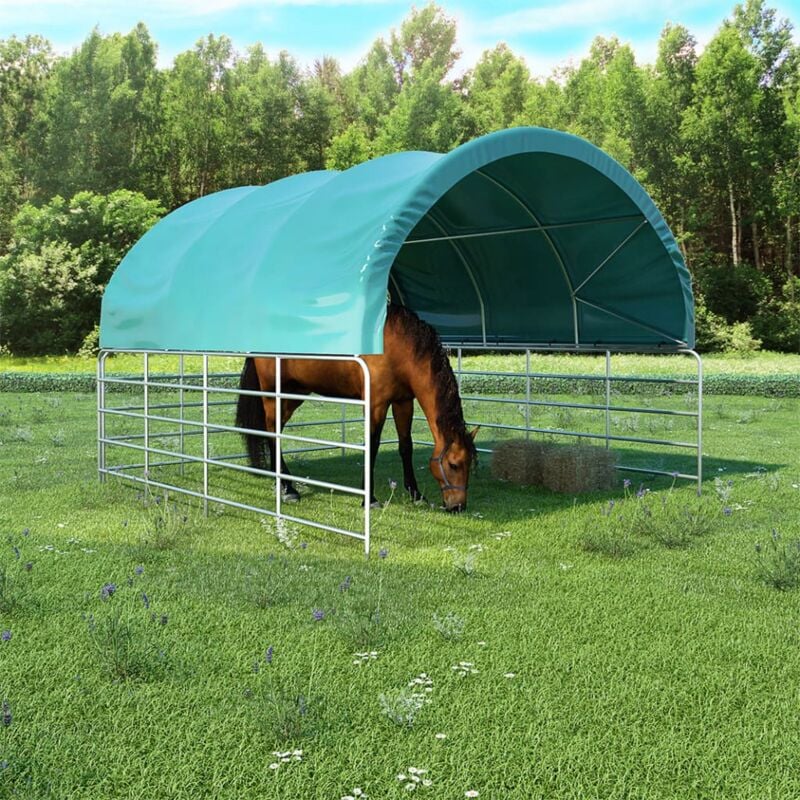 foto del prodotto vidaxl tenda per bestiame in pvc 3,7x3,7 m verde