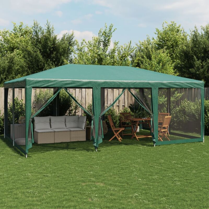 foto del prodotto vidaxl tenda per feste con 10 pareti laterali in rete verde 6x4 m hdpe