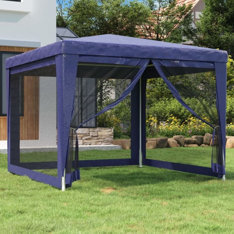 foto del prodotto vidaxl tenda per feste con 4 pareti laterali in rete blu 3x3 m hdpe