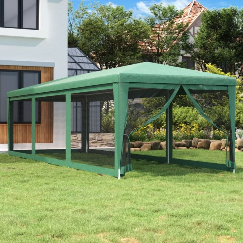 foto del prodotto vidaxl tenda per feste con 8 pareti laterali in rete verde 3x9 m hdpe