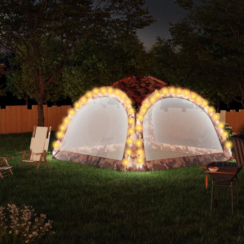 foto del prodotto vidaxl tenda per feste con led e 4 pareti 3,6x3,6x2,3 m mimetica