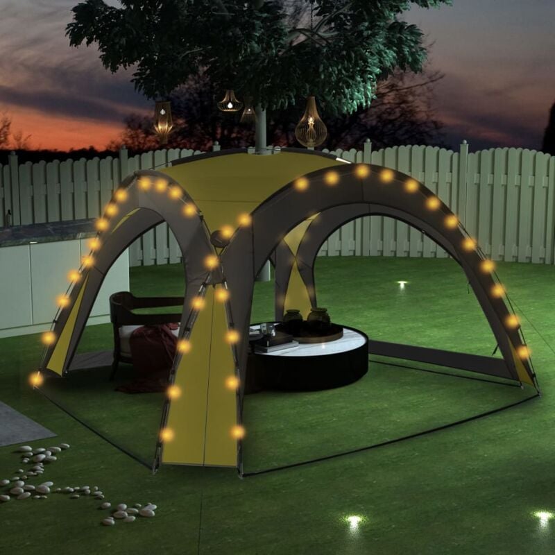 foto del prodotto vidaxl tenda per feste con led e 4 pareti 3,6x3,6x2,3 m verde