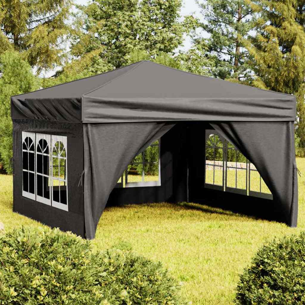 foto del prodotto vidaxl tenda per feste pieghevole con pareti laterali antracite 3x3 m