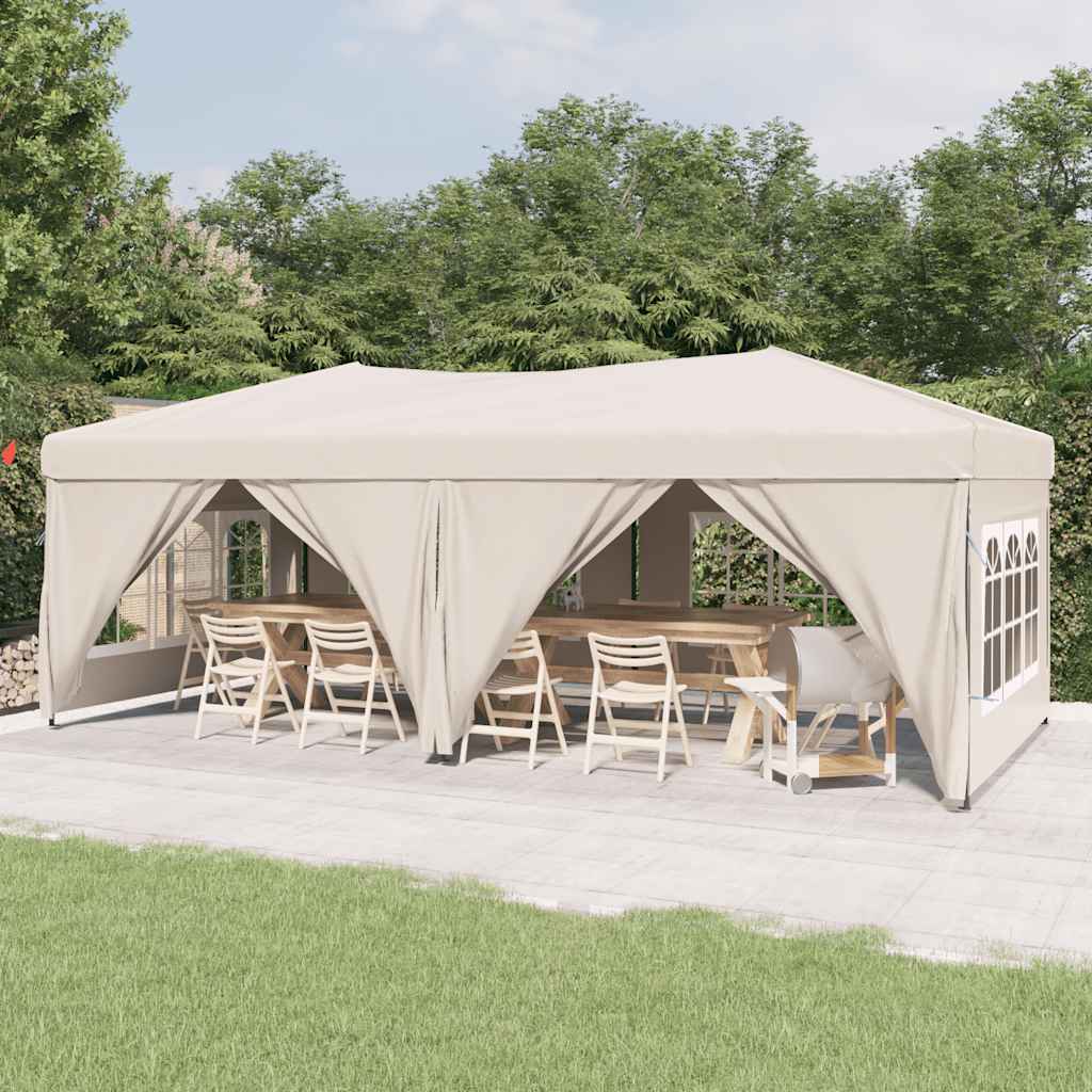 foto del prodotto vidaxl tenda per feste pieghevole con pareti laterali crema 3x6 m