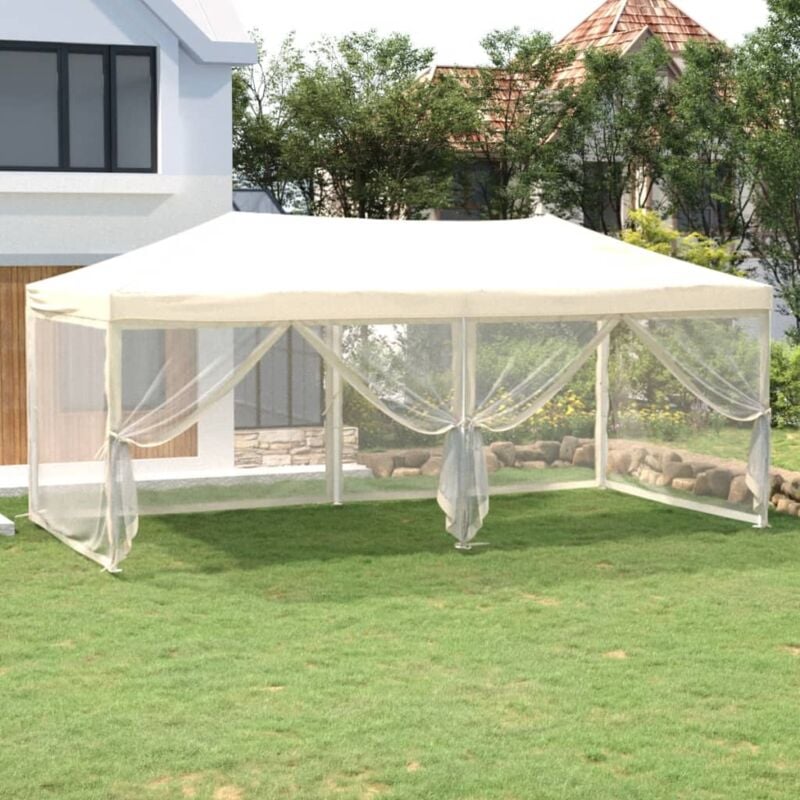 foto del prodotto vidaxl tenda per feste pieghevole con pareti laterali crema 3x6 m