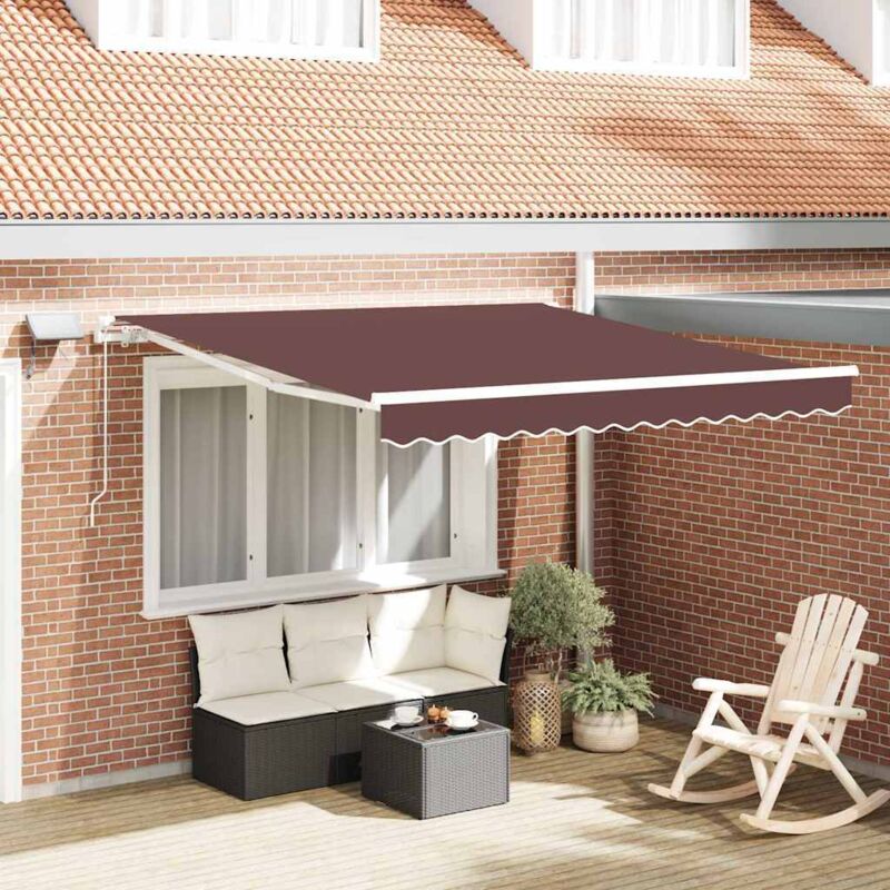 foto del prodotto vidaxl tenda retrattile manuale con led 300x250cm marrone