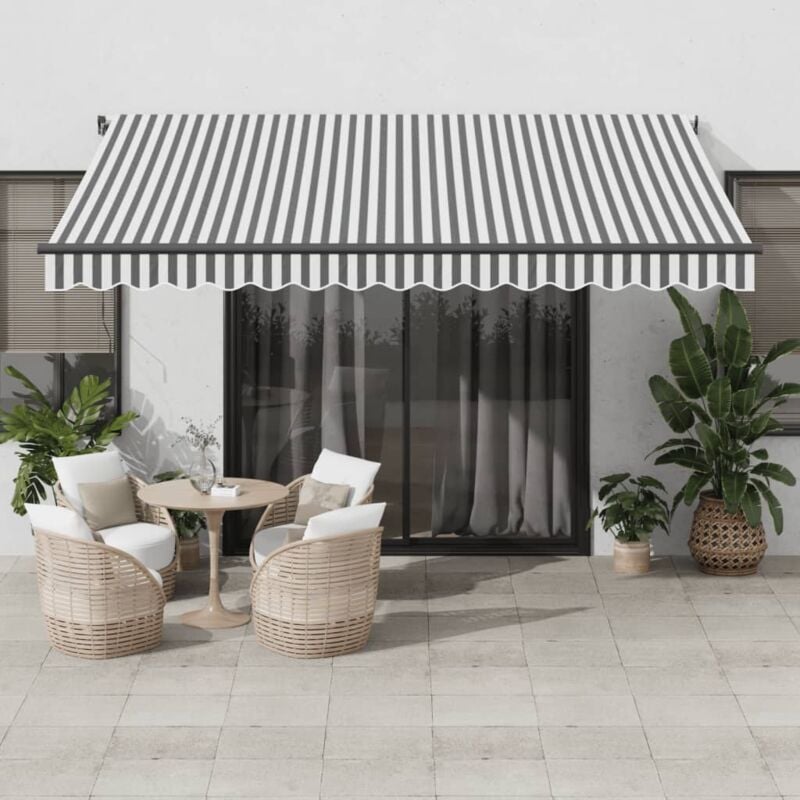 foto del prodotto vidaxl tenda retrattile manuale con led antracite e bianco 400x350 cm