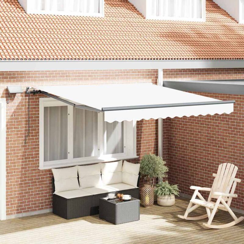 foto del prodotto vidaxl tenda retrattile manuale con led bianca 350x250 cm