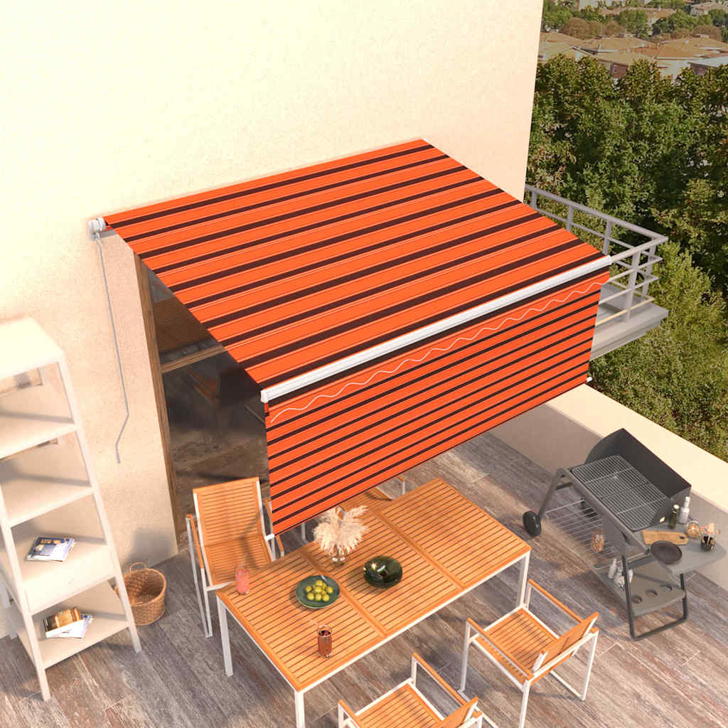 foto del prodotto vidaxl tenda retrattile manuale parasole 3,5x2,5m arancione e marrone 212033