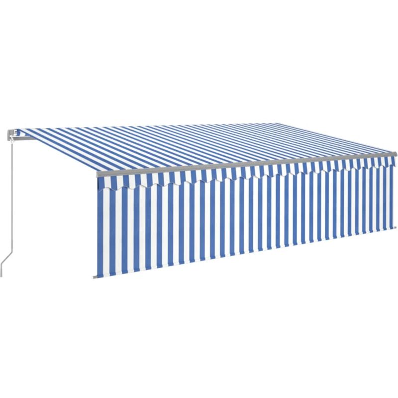 foto del prodotto vidaxl tenda sole retrattile manuale con led 5x3m blu e bianco