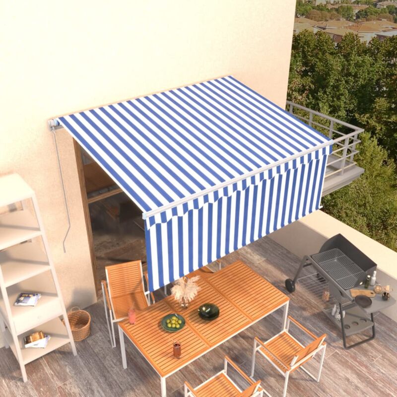 foto del prodotto vidaxl tenda sole retrattile manuale con parasole 3,5x2,5 m blu bianco