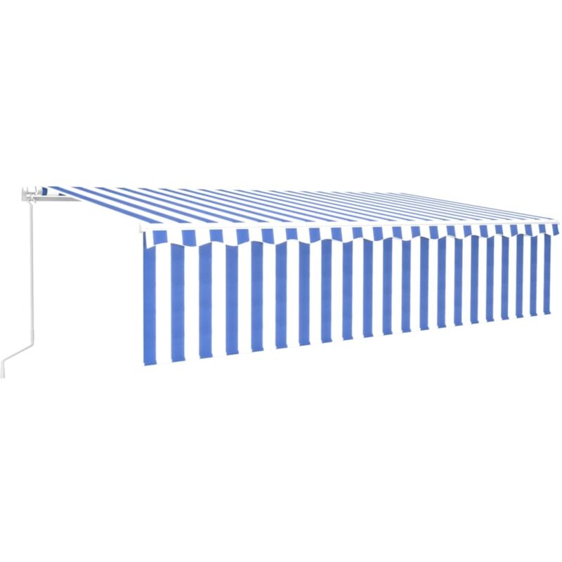 foto del prodotto vidaxl tenda sole retrattile manuale con parasole 4x3m blu e bianc6