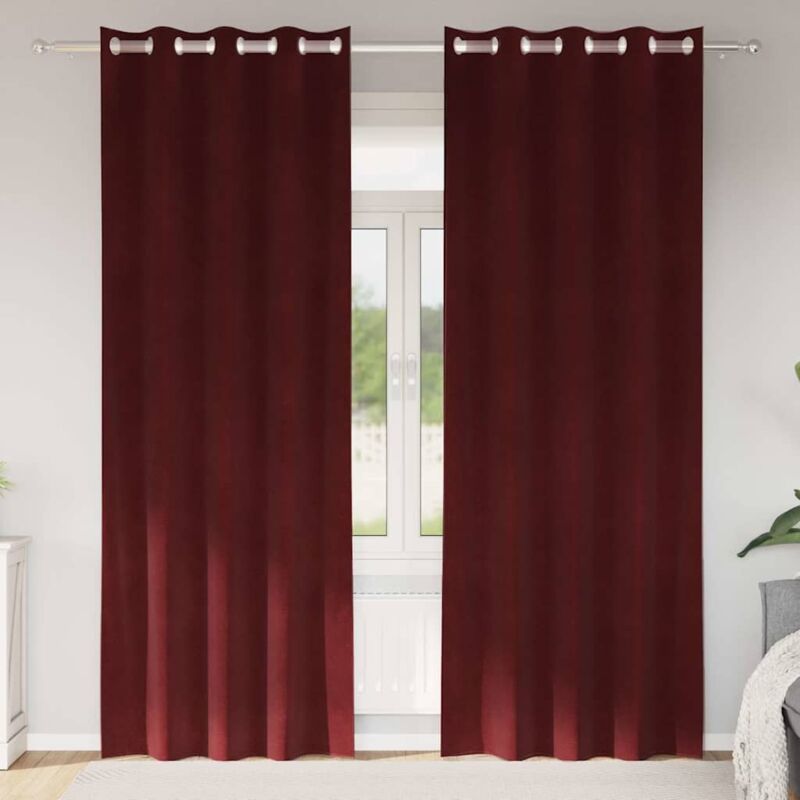 foto del prodotto vidaxl tende blackout con occhielli 2 pezzi rosso vino velluto