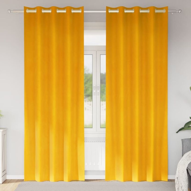 foto del prodotto vidaxl tende blackout con occhielli 2 pz giallo senape velluto