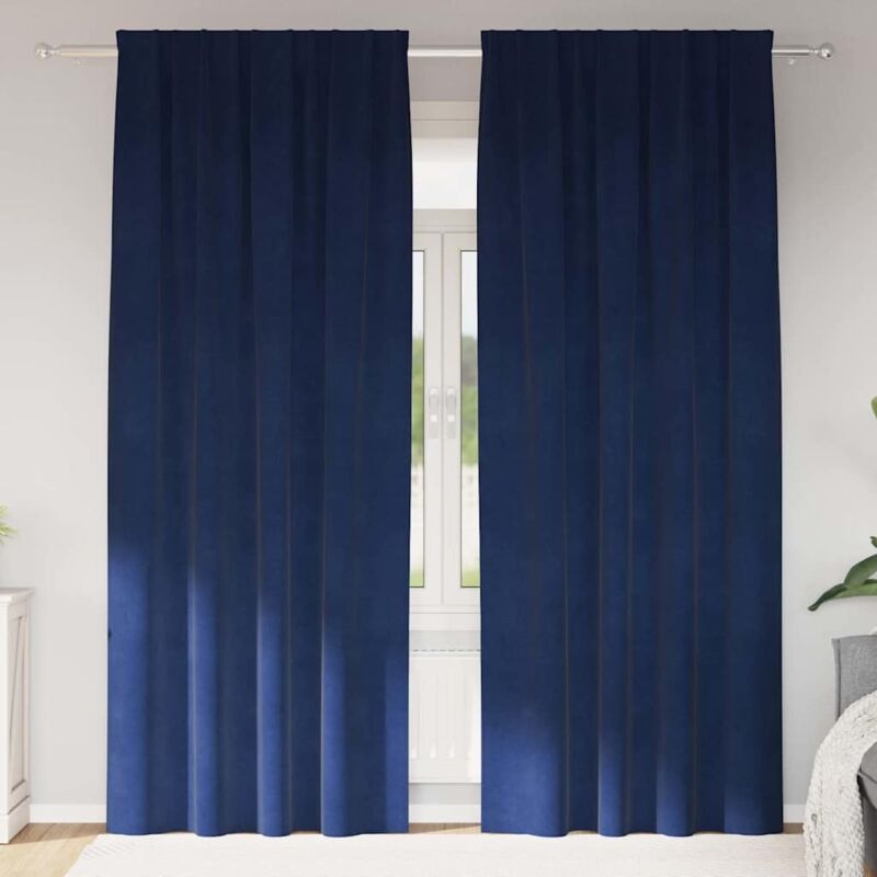 foto del prodotto vidaxl tende con tende 2 pcs blu scuro 140 x 260 cm velluto