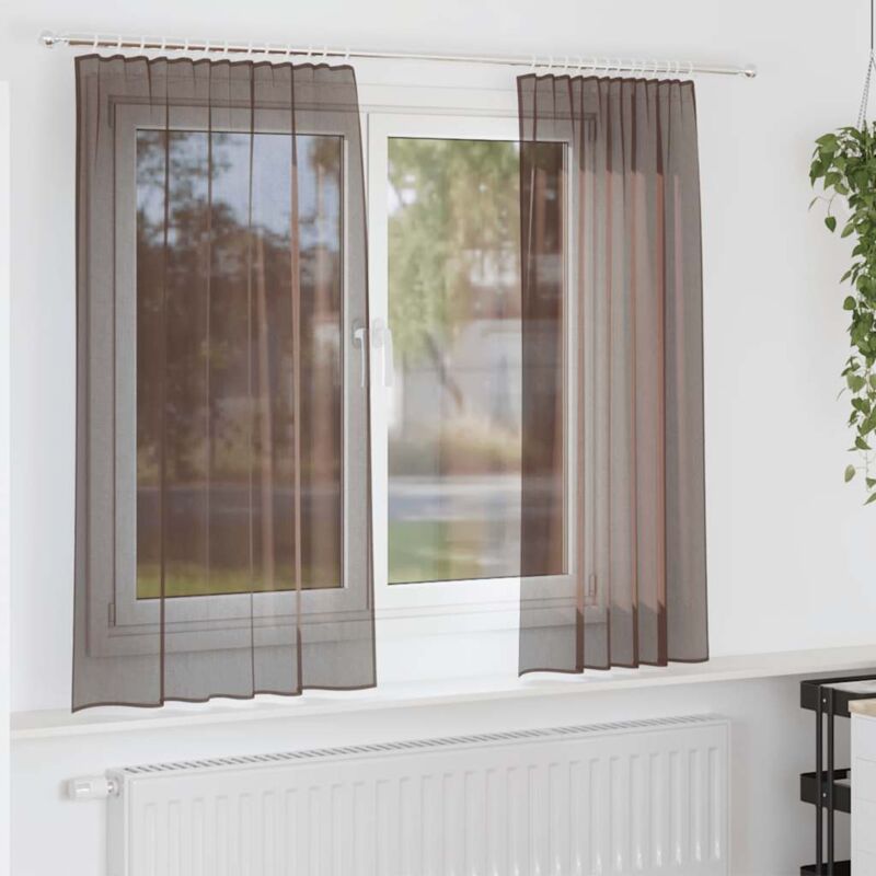 foto del prodotto vidaxl tende in voile con linguetta 2 pz marrone