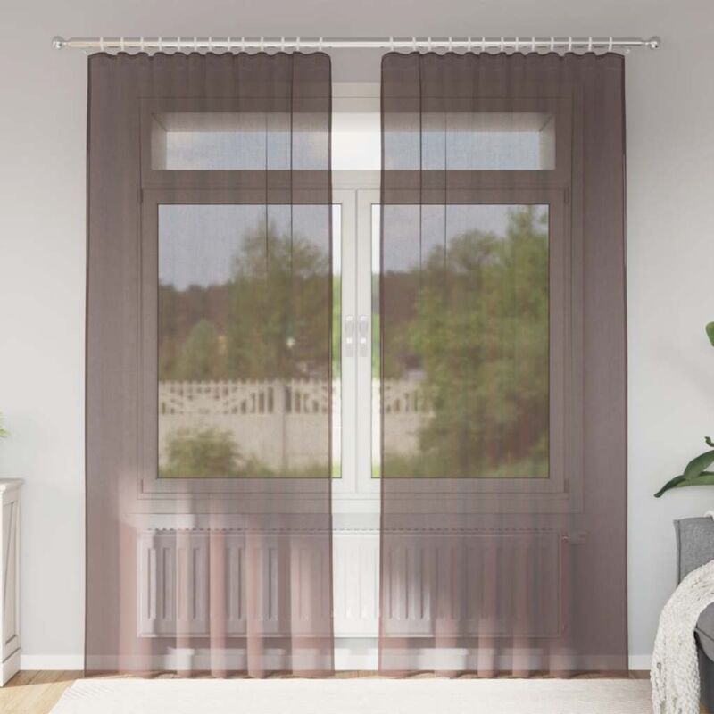 foto del prodotto vidaxl tende in voile con linguetta 2 pz marrone