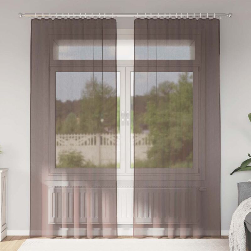 foto del prodotto vidaxl tende in voile con linguetta 2 pz marrone