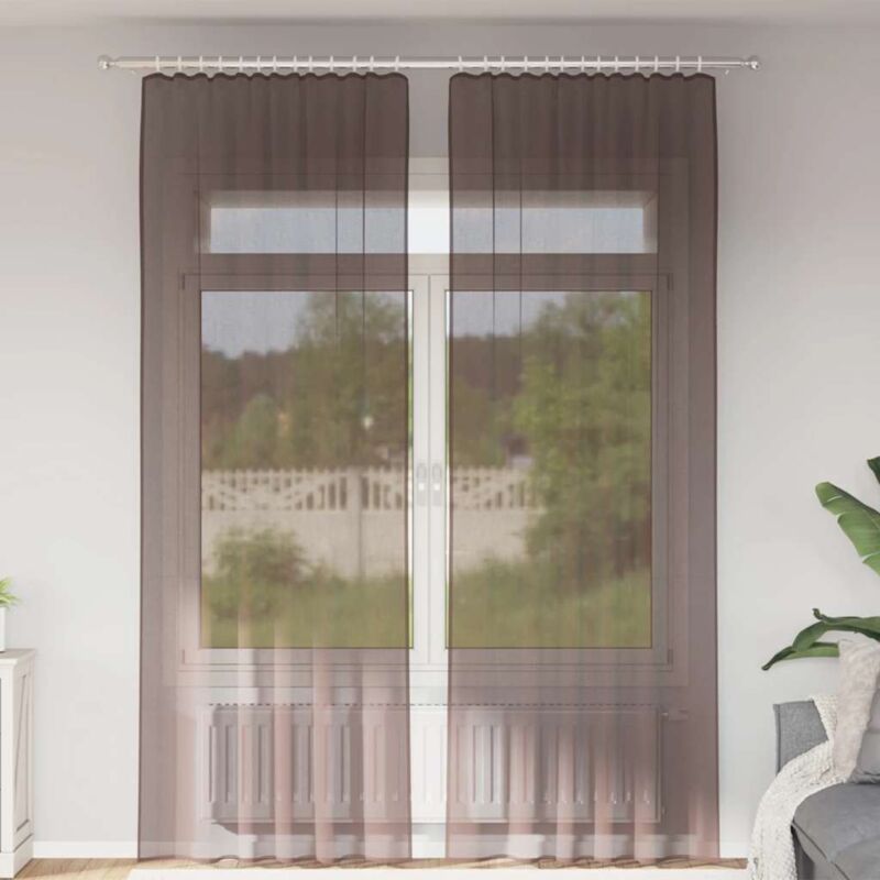 foto del prodotto vidaxl tende in voile con linguetta 2 pz marrone