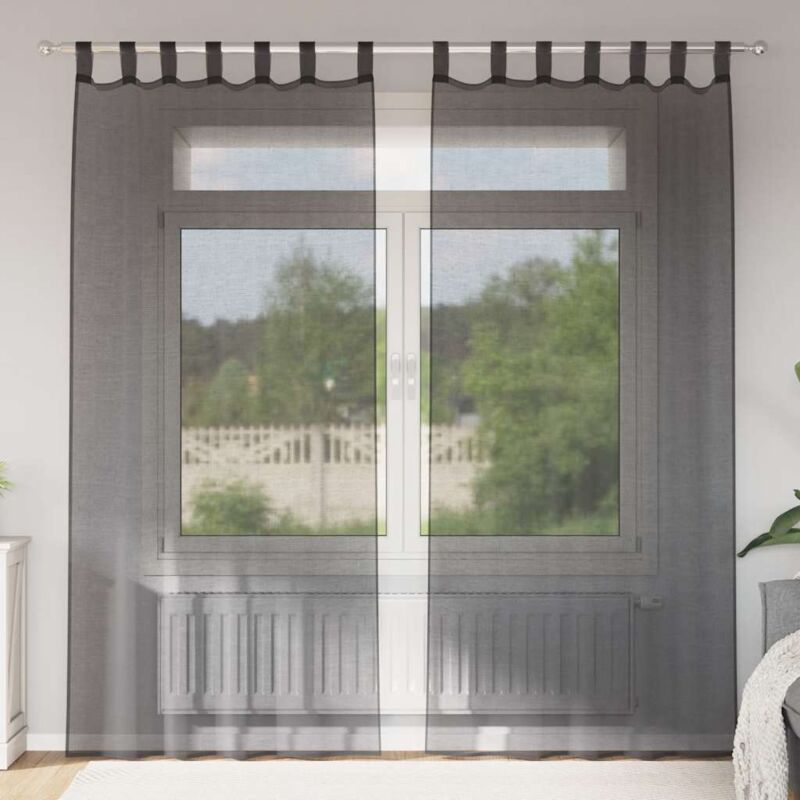 foto del prodotto vidaxl tende in voile con linguetta 2 pz nero