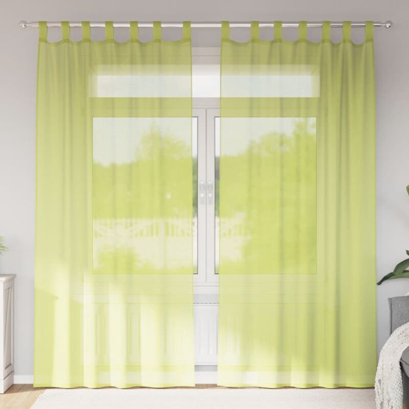 foto del prodotto vidaxl tende in voile con linguetta 2 pz verde mela