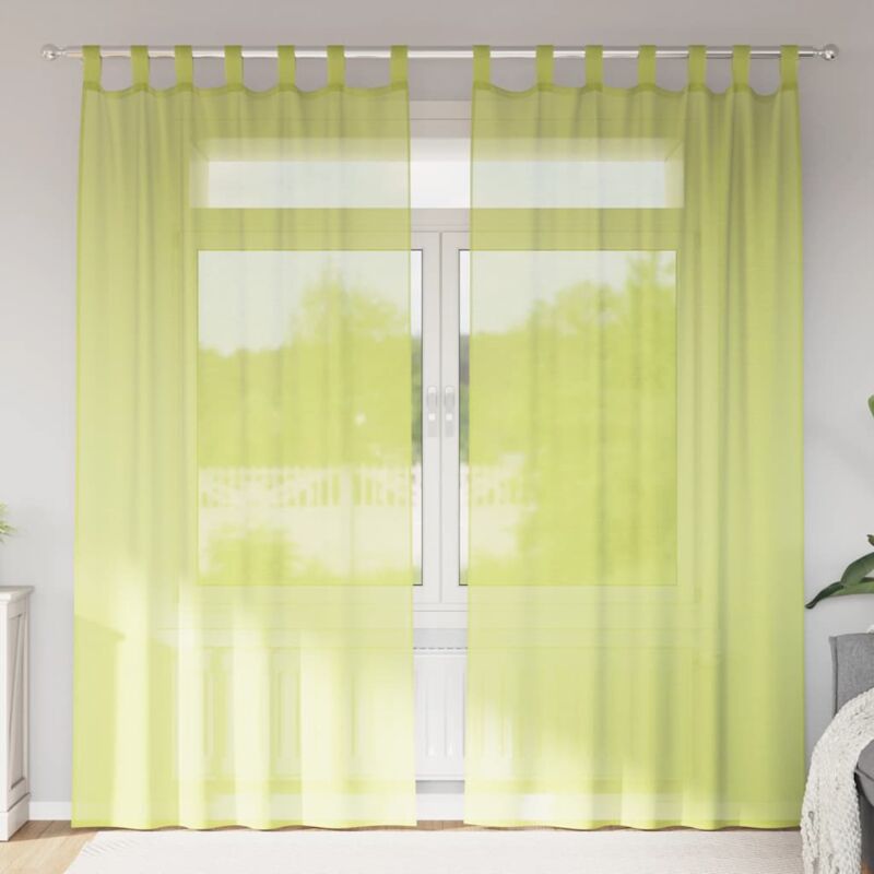 foto del prodotto vidaxl tende in voile con linguetta 2 pz verde mela