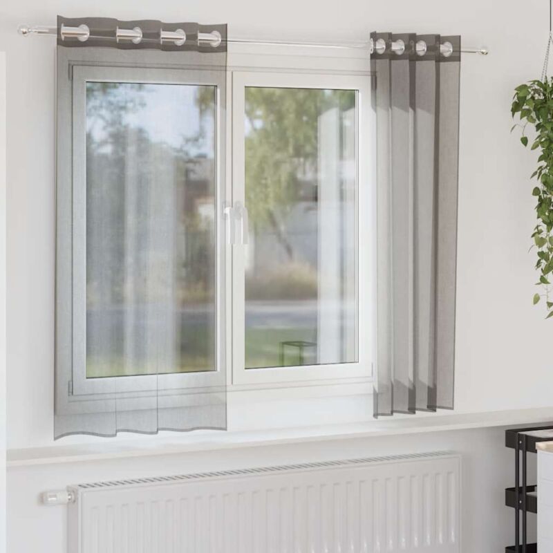 foto del prodotto vidaxl tende in voile con occhielli 2 pz grigio scuro 140x175 cm