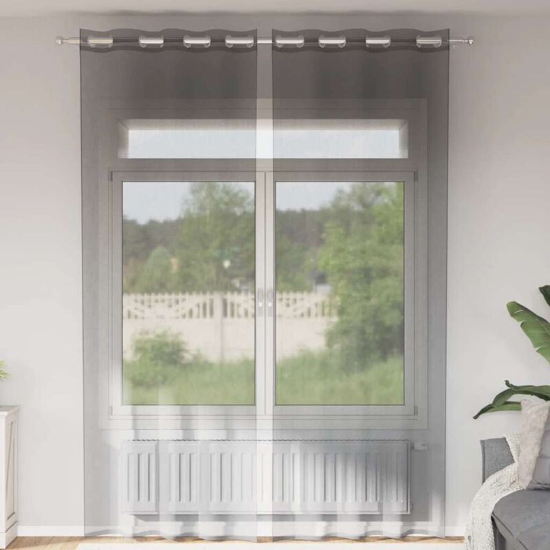 foto del prodotto vidaxl tende in voile con occhielli 2 pz grigio scuro 140x260 cm