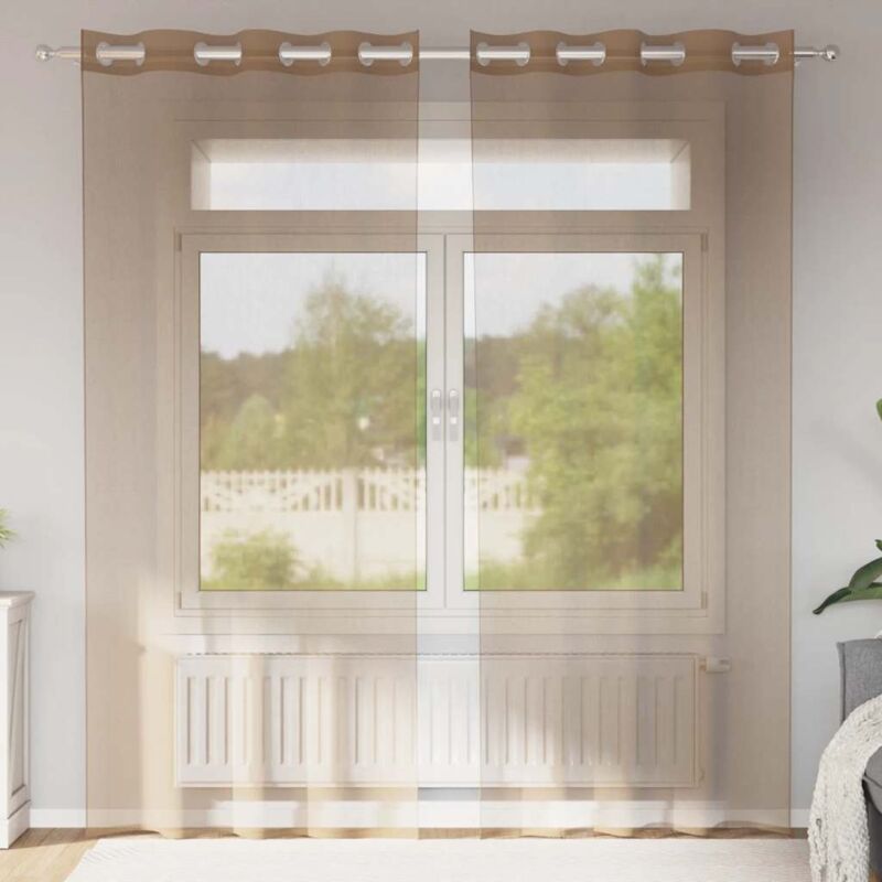foto del prodotto vidaxl tende in voile con occhielli 2 pz marrone chiaro