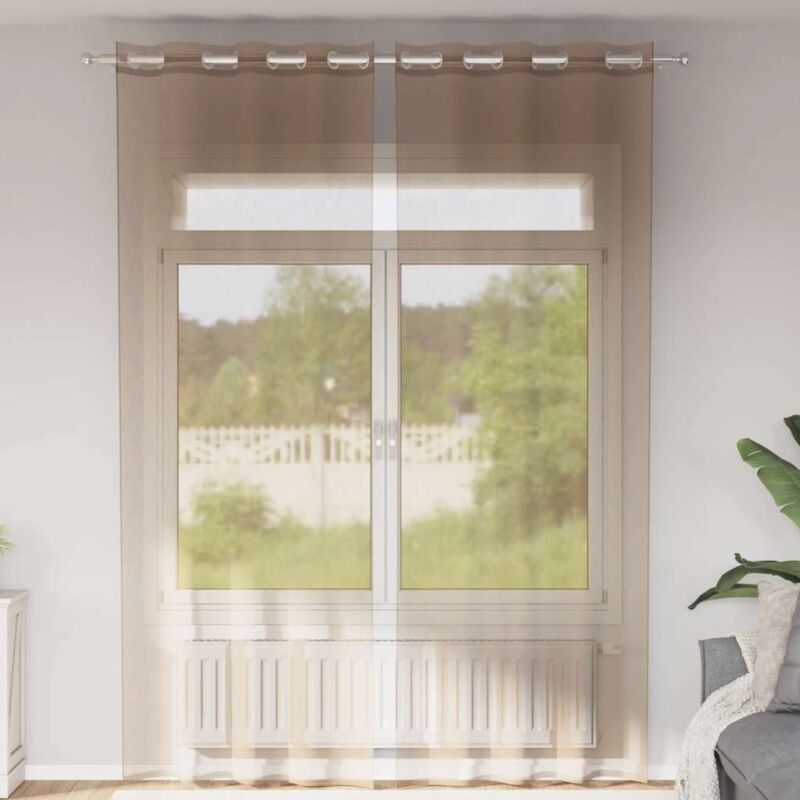 foto del prodotto vidaxl tende in voile con occhielli 2 pz marrone chiaro