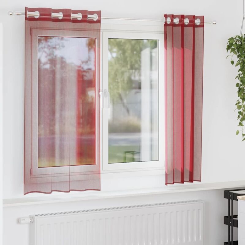 foto del prodotto vidaxl tende in voile con occhielli 2 pz rosso vino