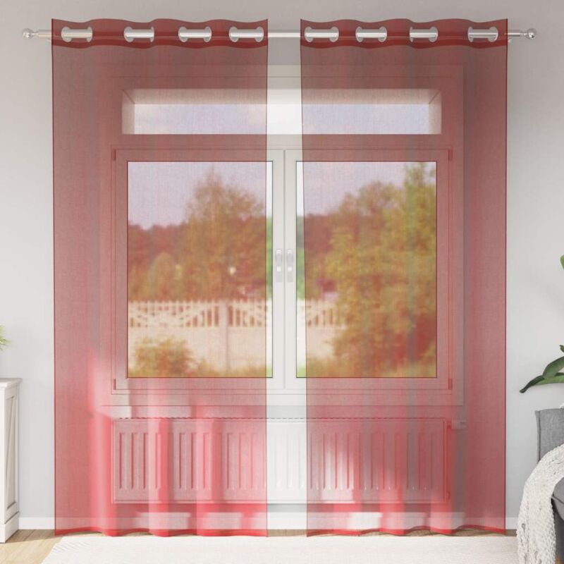 foto del prodotto vidaxl tende in voile con occhielli 2 pz rosso vino