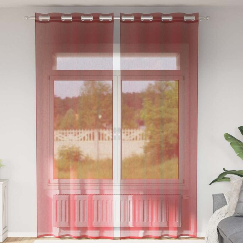 foto del prodotto vidaxl tende in voile con occhielli 2 pz rosso vino