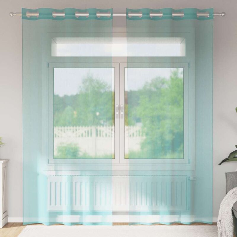 foto del prodotto vidaxl tende in voile con occhielli 2 pz turchese