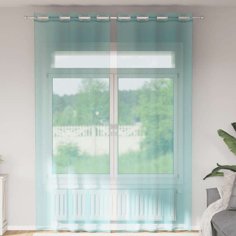 foto del prodotto vidaxl tende in voile con occhielli 2 pz turchese