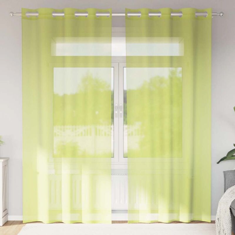 foto del prodotto vidaxl tende in voile con occhielli 2 pz verde mela 140x225 cm