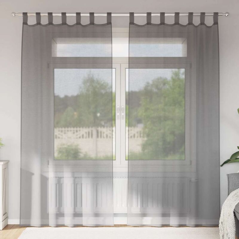 foto del prodotto vidaxl tende in voile con passanti 2 pz grigio scuro 140x225 cm