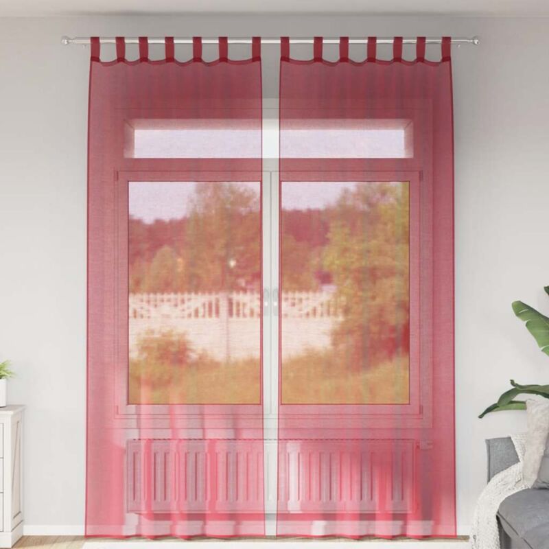 foto del prodotto vidaxl tende in voile con passanti 2 pz rosso vino 140x260 cm
