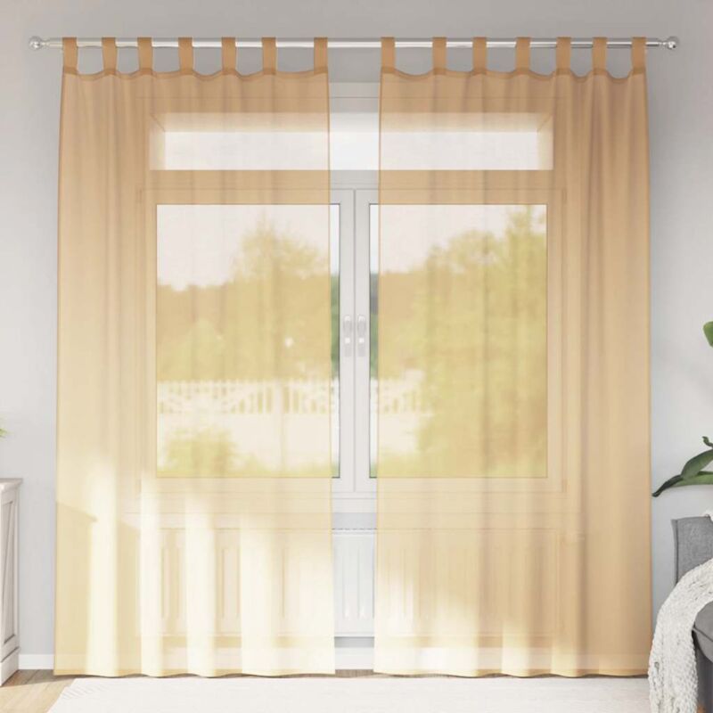 foto del prodotto vidaxl tende in voile con passanti 2 pz sabbia 140x245 cm