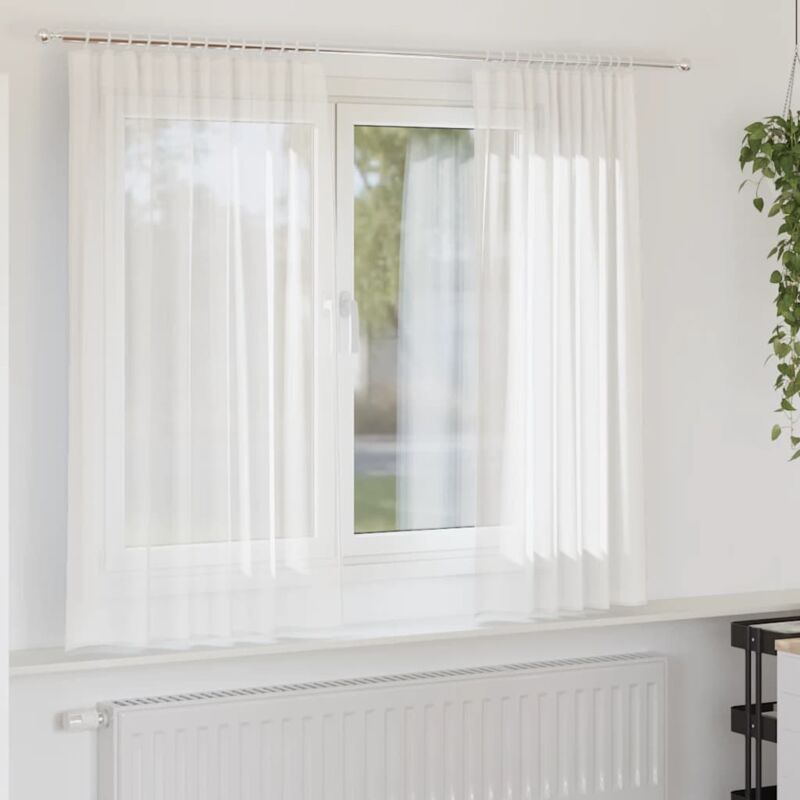 foto del prodotto vidaxl tende in voile con tasche per aste 2 pz bianco