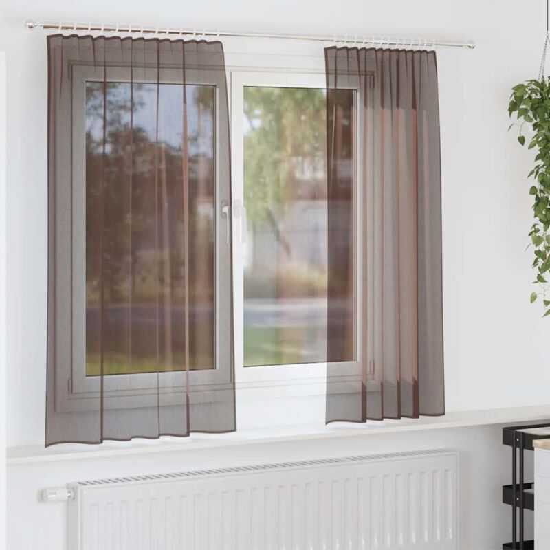 foto del prodotto vidaxl tende in voile con tasche per aste 2 pz marrone