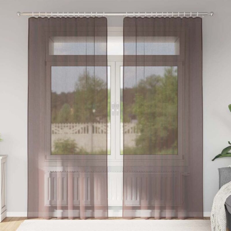 foto del prodotto vidaxl tende in voile con tasche per aste 2 pz marrone