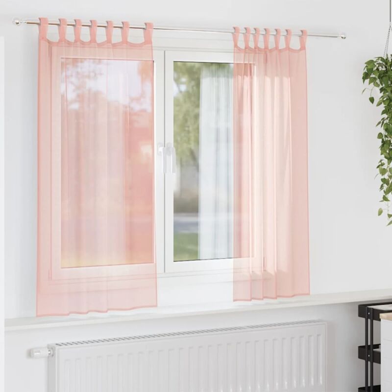 foto del prodotto vidaxl tende in voile con tasche per aste 2 pz rosa