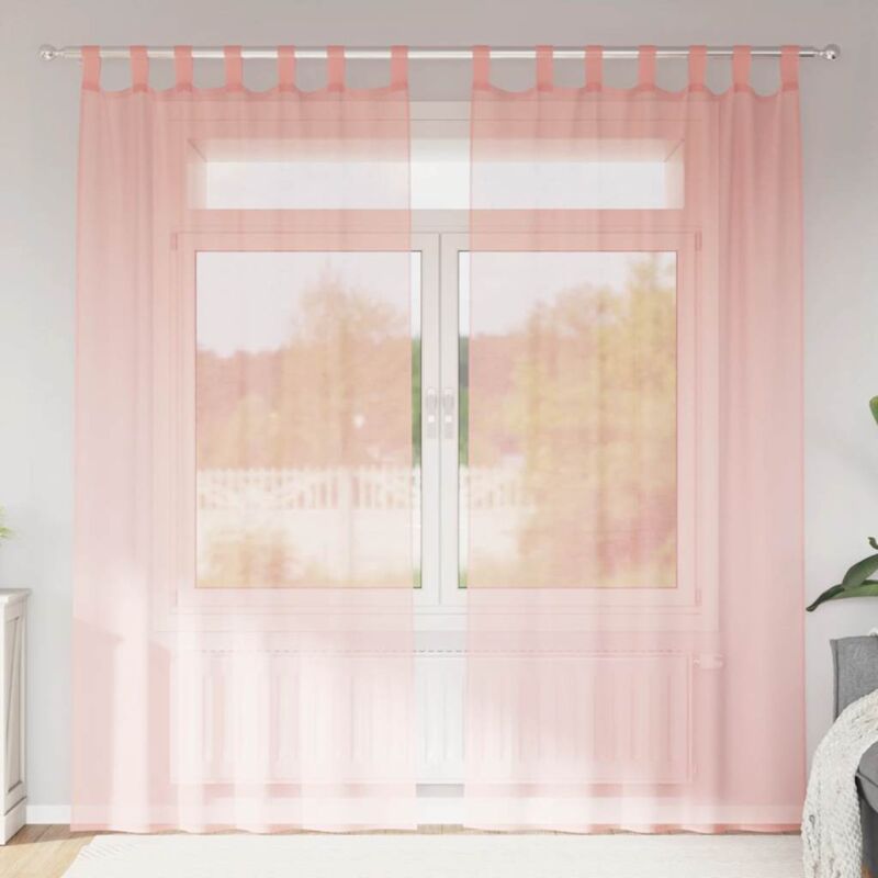 foto del prodotto vidaxl tende in voile con tasche per aste 2 pz rosa