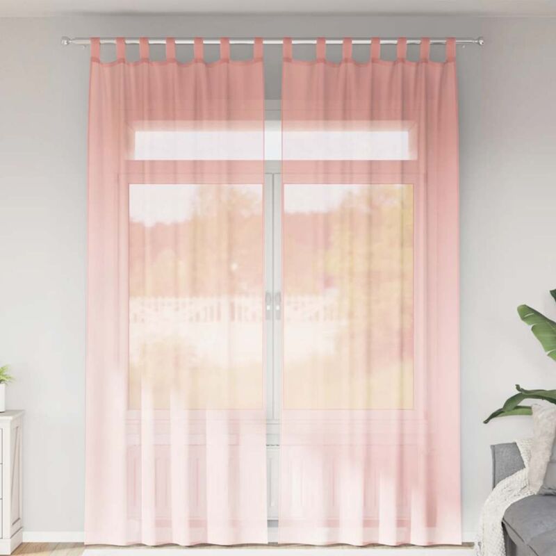 foto del prodotto vidaxl tende in voile con tasche per aste 2 pz rosa