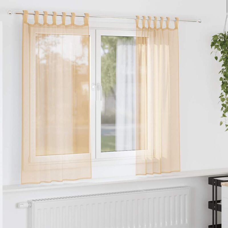 foto del prodotto vidaxl tende in voile con tasche per aste 2 pz sabbia