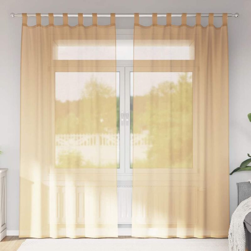 foto del prodotto vidaxl tende in voile con tasche per aste 2 pz sabbia