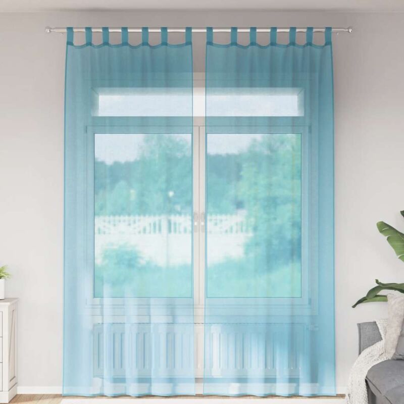 foto del prodotto vidaxl tende in voile con tasche per aste 2 pz turchese