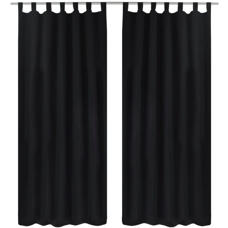 foto del prodotto vidaxl tende micro raso nere 2 pezzi con occhielli 140 x 175 cm