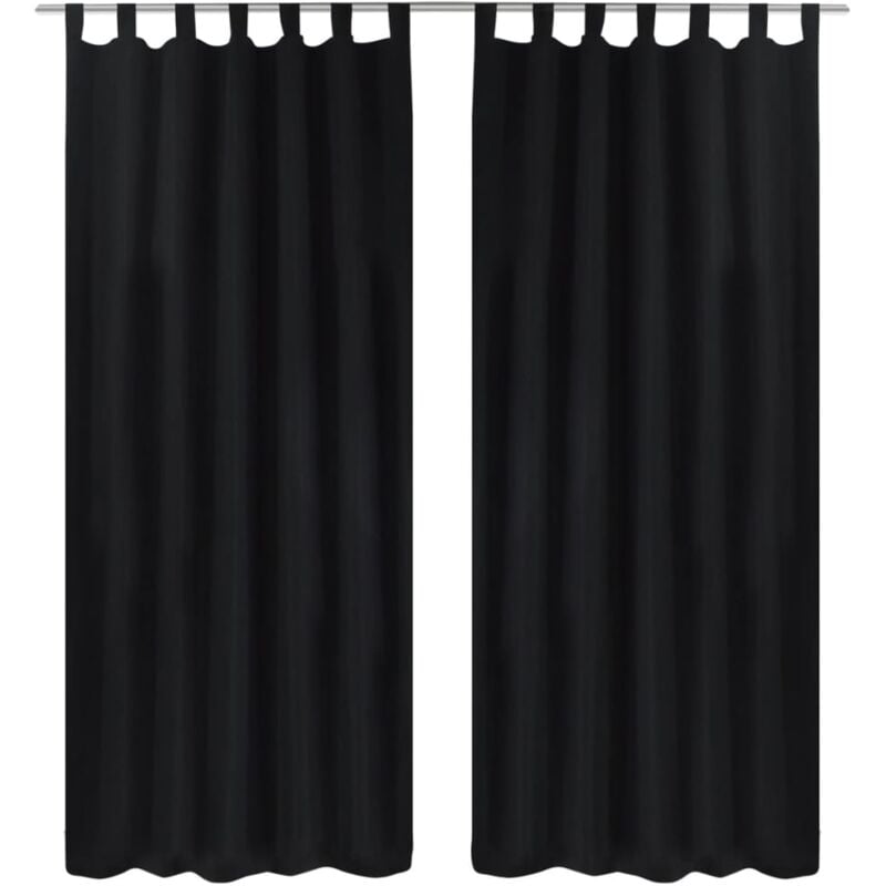 foto del prodotto vidaxl tende micro raso nere 2 pezzi con occhielli 140 x 225 cm